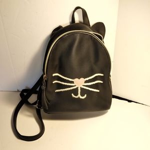 Black Backpack Youth Cat Face with Ears